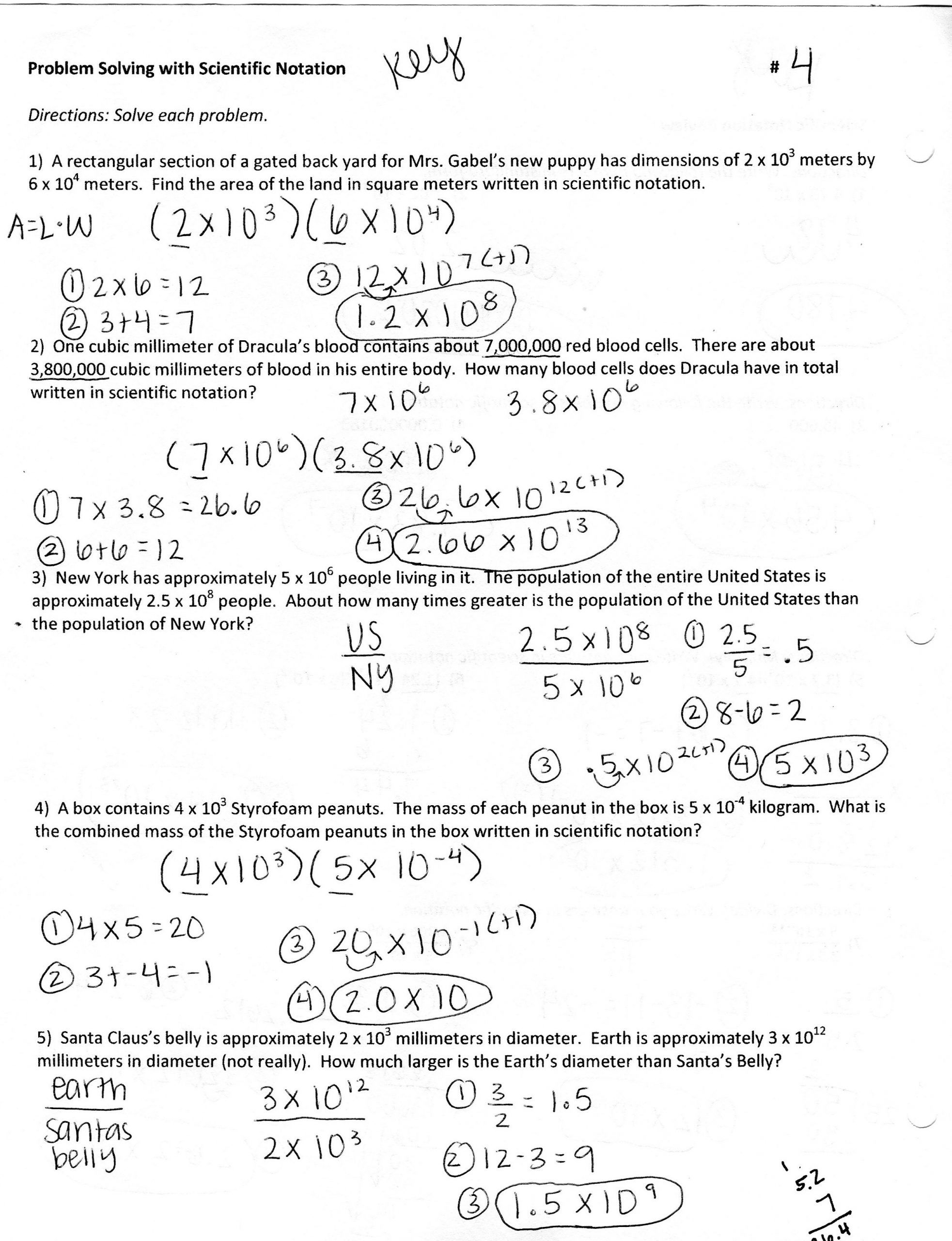 Scientific Notation Worksheet Answer Key Nisyi Org