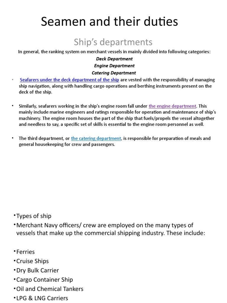 Seamen And Their Duties Pdf Ships Sailor