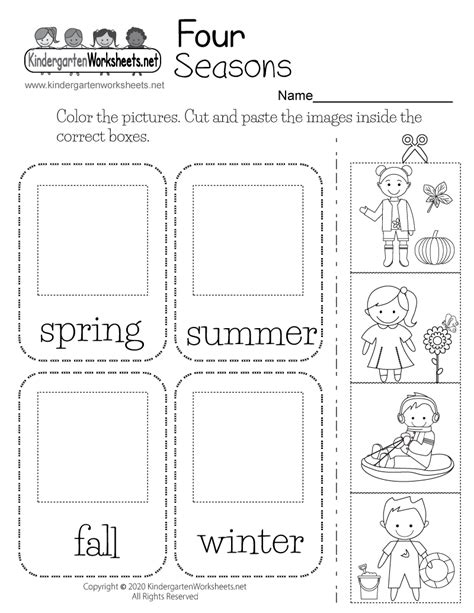 Seasons Worksheets For Kindergarten Pdf