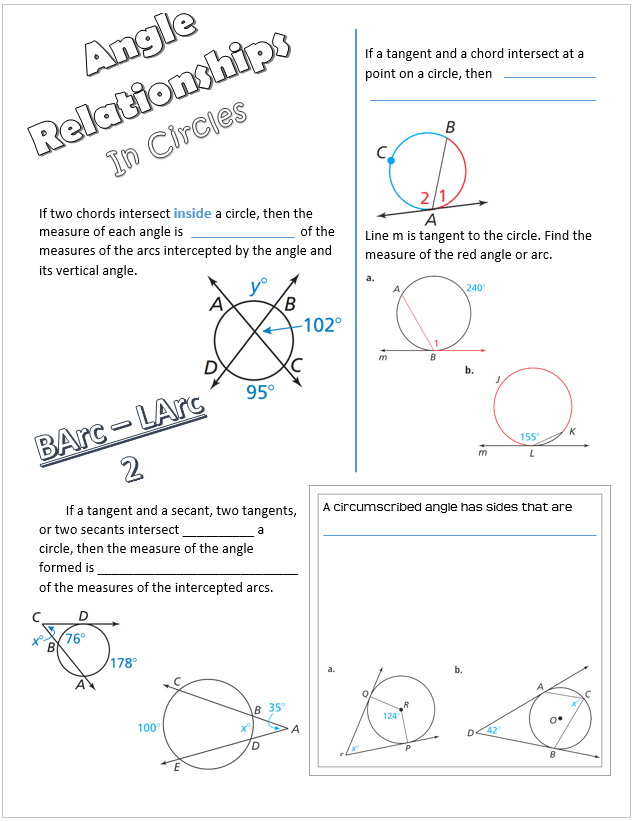 Secant Angles And Tangent Angles Worksheet Answers Angleworksheets Com