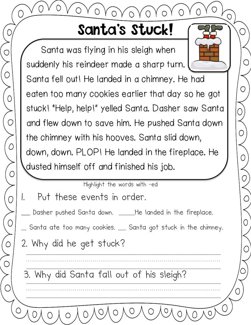 Second Grade Christmas Reading Comprehension Worksheets