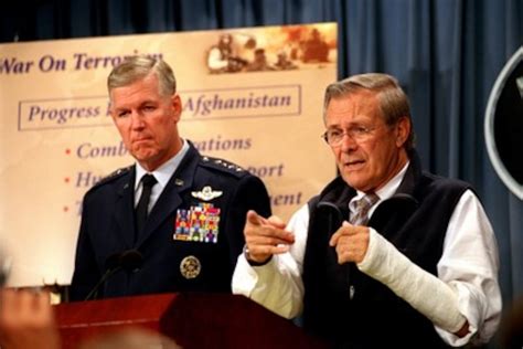 Secretary Rumsfeld And Gen Myers Hold A Pentagon Press Conference On Accomplishments Of The