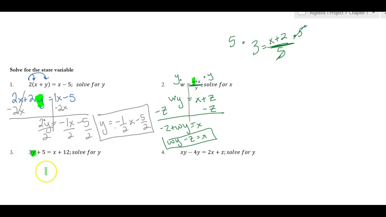 Section 1 5 Rewriting Equations And Formulas Youtube