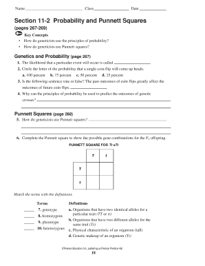 Section 11 2 Probability And Punnett Squares Answer Key Fill Online