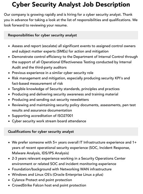 Security Analyst Job Description Jobs Salary More