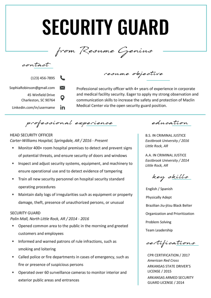 Security Guard Resume Example 3 Writing Tips