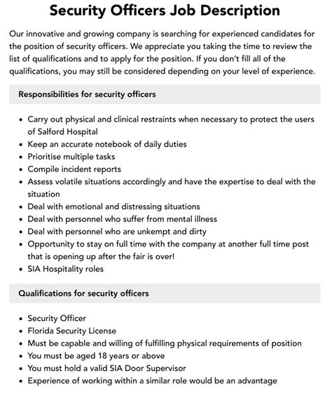 Security Job Description