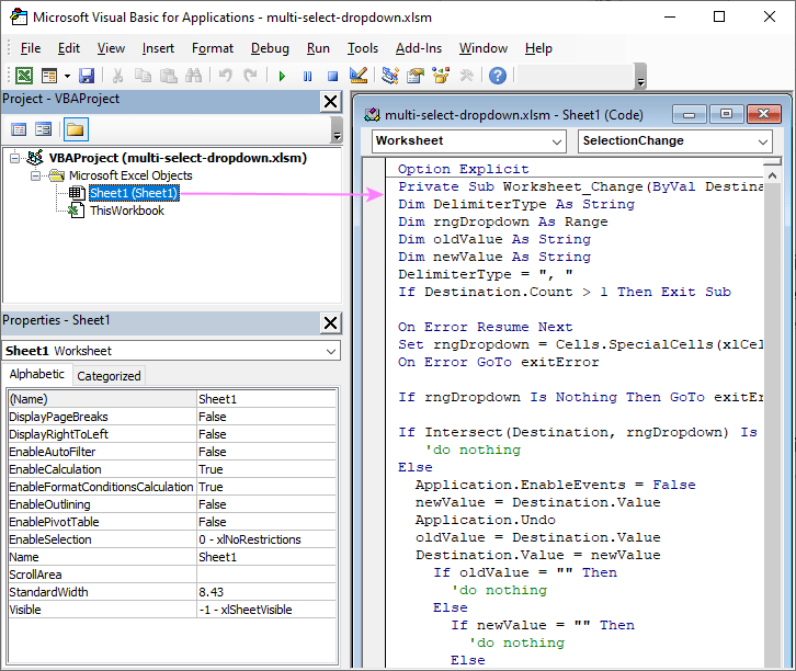 Selecting Excel Sheet Vba