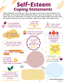 Self Esteem Coping Statements Worksheet Cbt Positive Self Talk