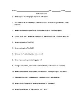 Selma Worksheet Answers