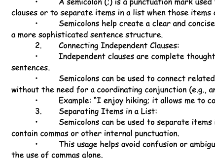 Semicolons Extended Study Guide And Worksheet Teaching Resources