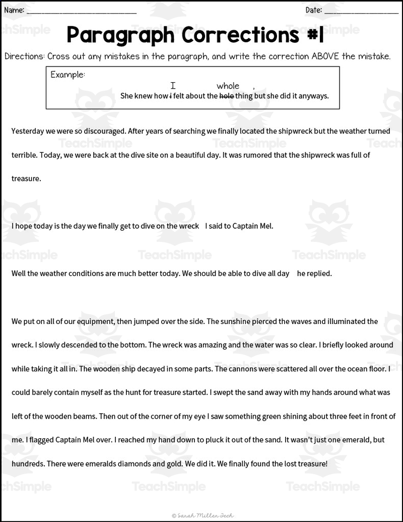 Sentence Correction Worksheet 4Th Grade