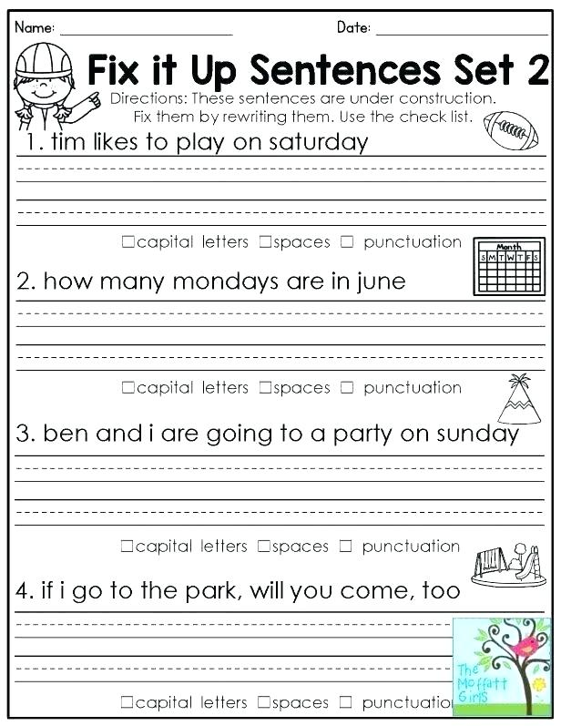 5 Fun Sentence Correction Worksheets for 2nd Grade