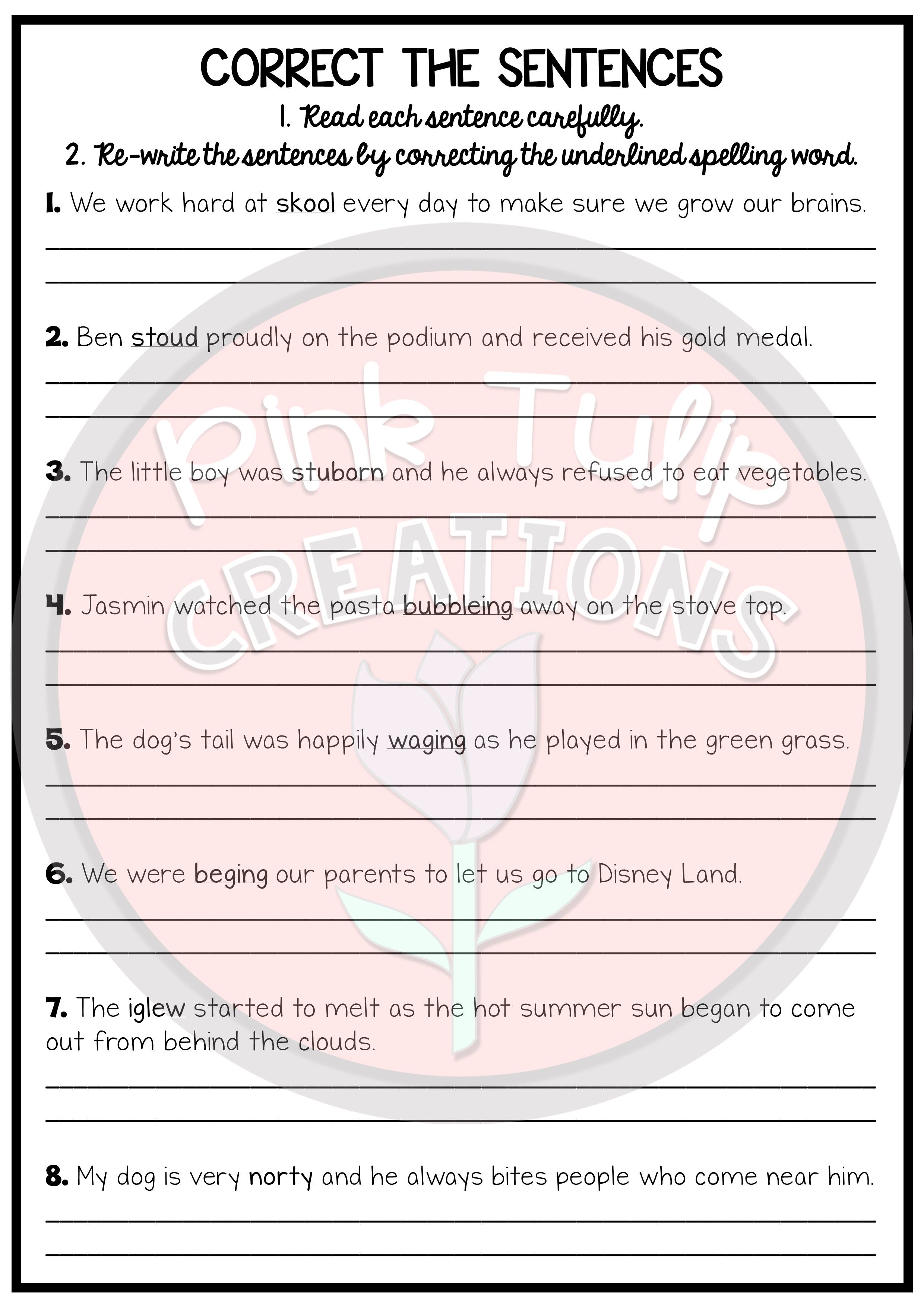 Sentence Correction Worksheets 3Rd Grade