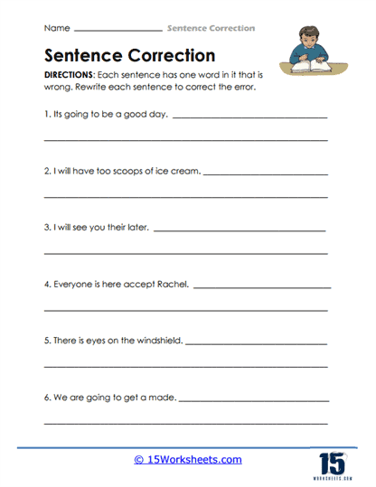 Sentence Correction Worksheets Worksheets Library