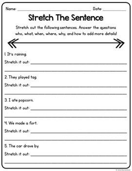 5 Fun Sentence Stretching Worksheets for Kids