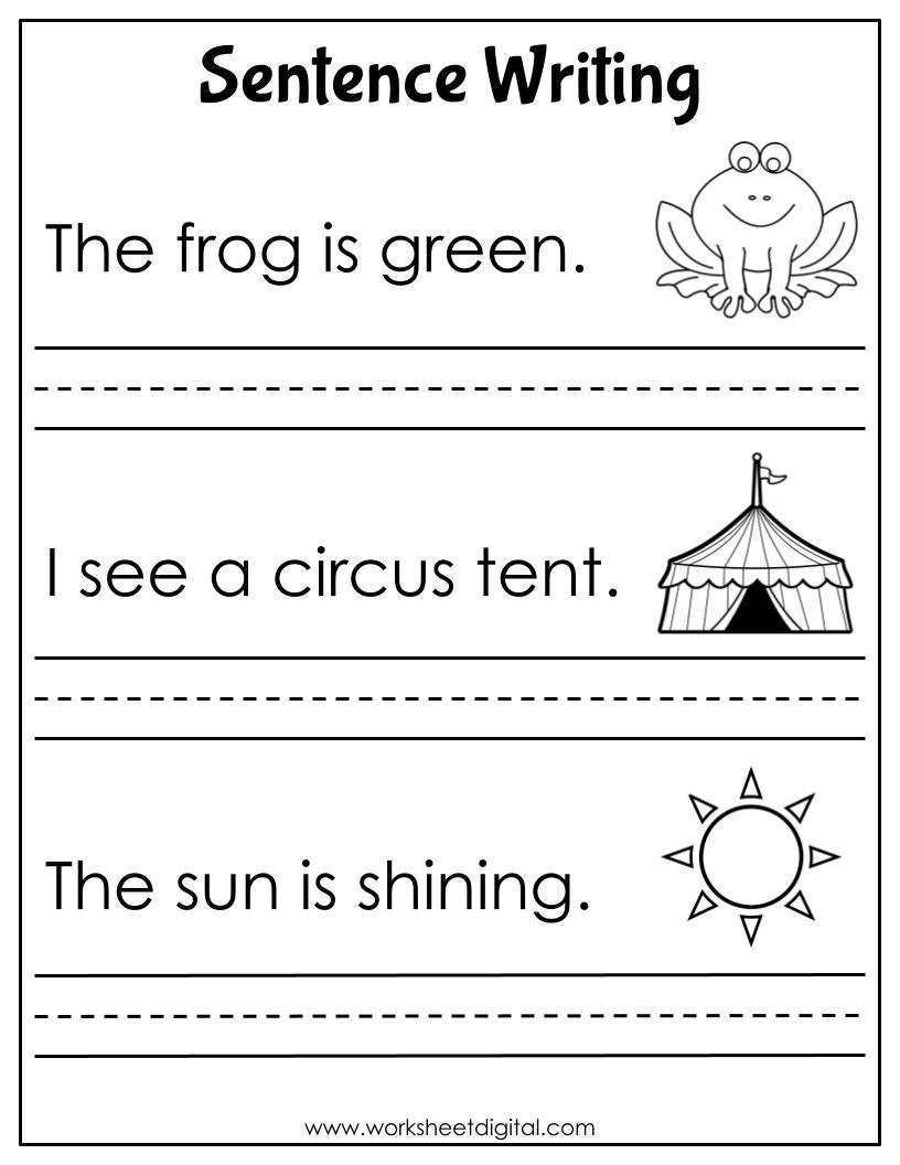 Sentence Writing Worksheets For Preschool And Kindergarten