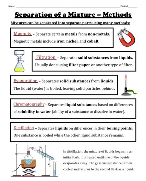 Separating Mixtures Worksheet