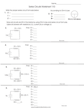 Series Circuit Worksheet By Paul Tomas Teachers Pay Teachers