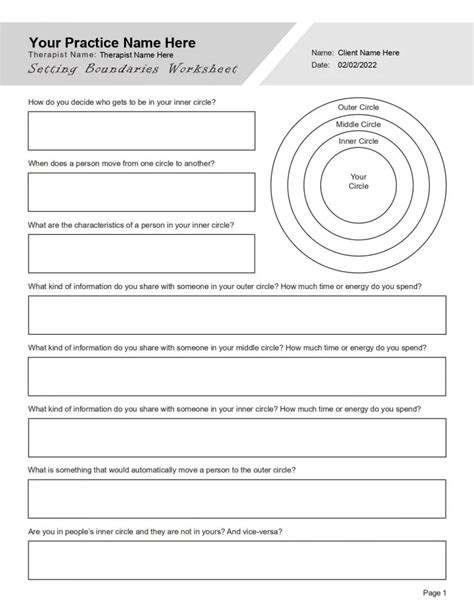 Setting Boundaries Worksheet Free