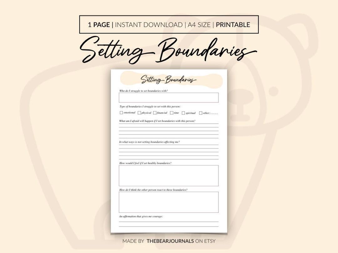 Setting Healthy Boundaries Worksheet Etsy