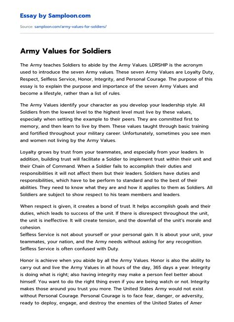 Seven Army Values Essay Telegraph