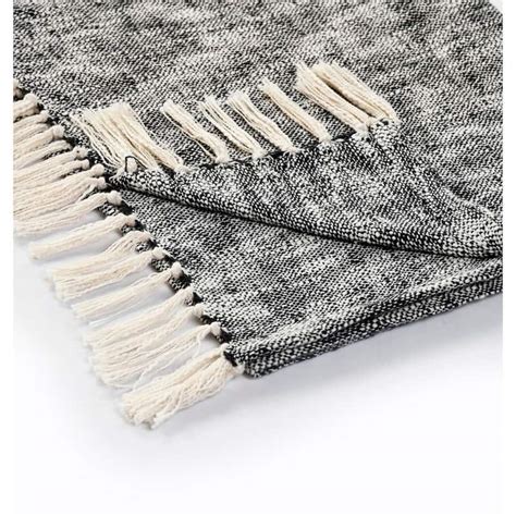 Sevita Black Boho Chambray Standard Size Throw Blanket With Fringe On Sale Bed Bath Beyond