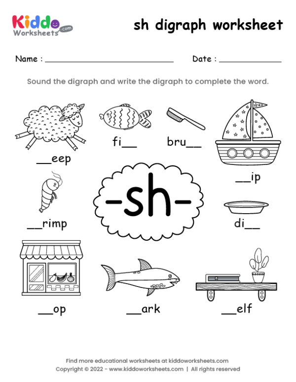 5 Fun SH Worksheets for Kindergarten Kids