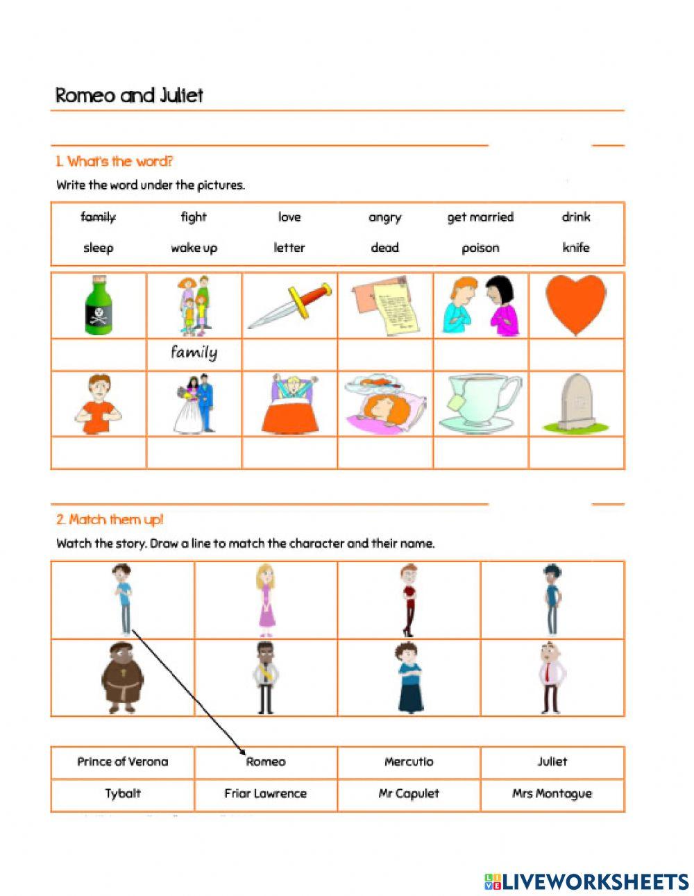 Shakespeares Romeo And Juliet Understanding The Prologue Worksheets