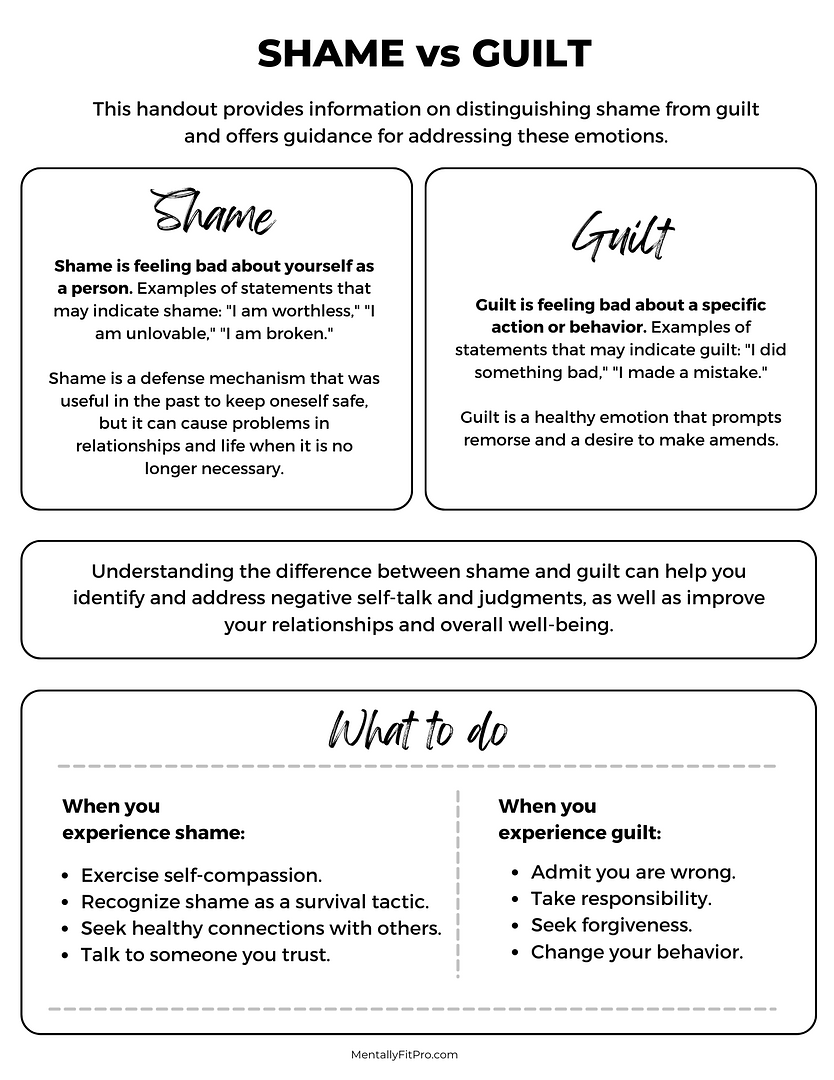 7 Effective Worksheets to Overcome Shame and Guilt