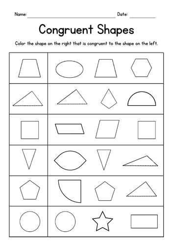 Shape Basics Congruent Shapes Geometry Worksheets 3Rd Grade Math