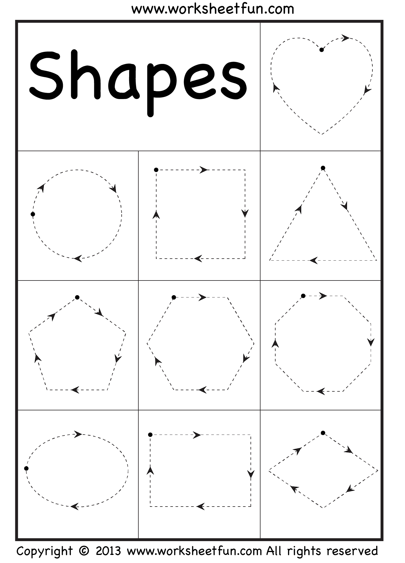 Shape Tracing 1 Worksheet Free Printable Worksheets Worksheetfun