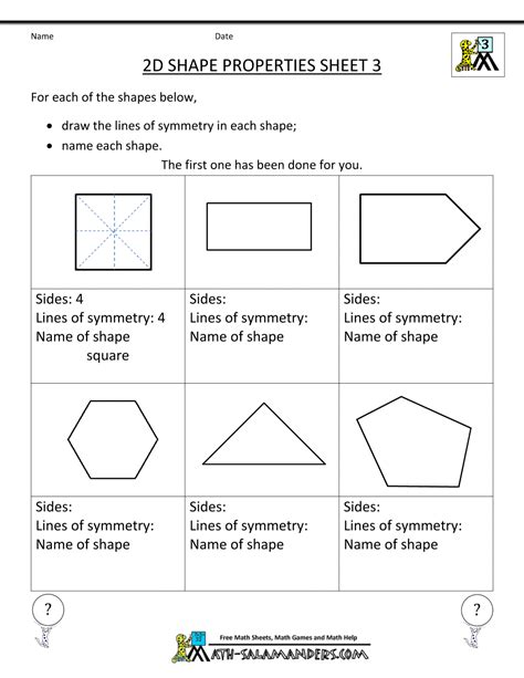 Shapes Worksheet 3Rd Grade Printable