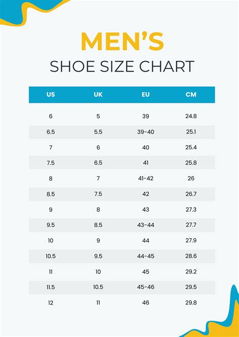 Shoe Size Chart Templates In Pdf Free Download Template Net