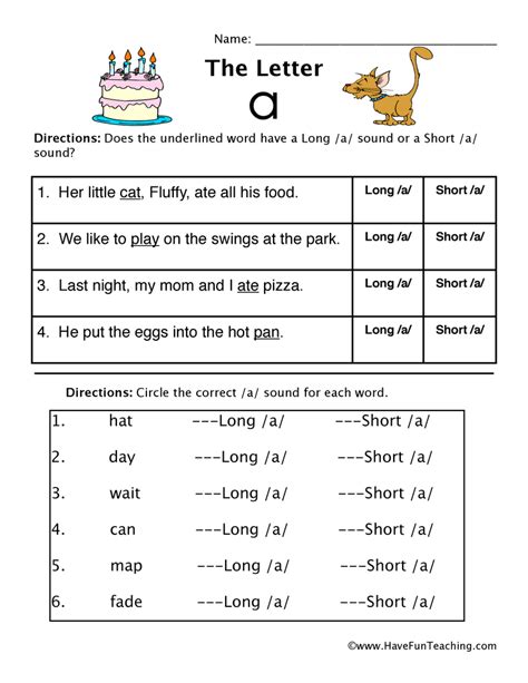 5 Ways to Master Short and Long a Worksheets