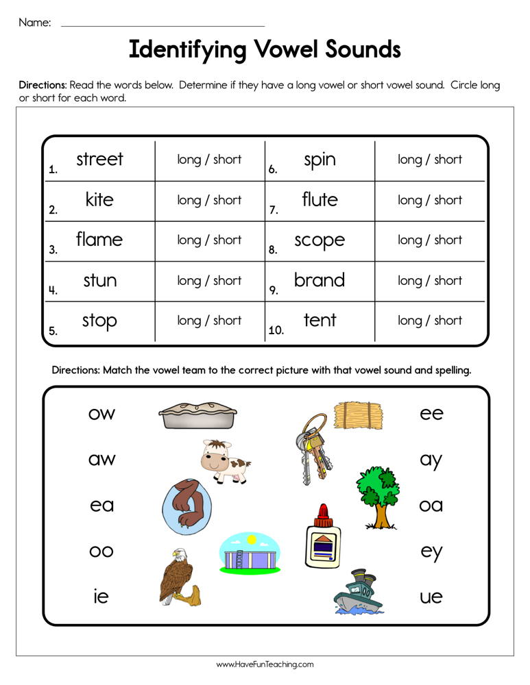 Short And Long Vowel Sounds Worksheets