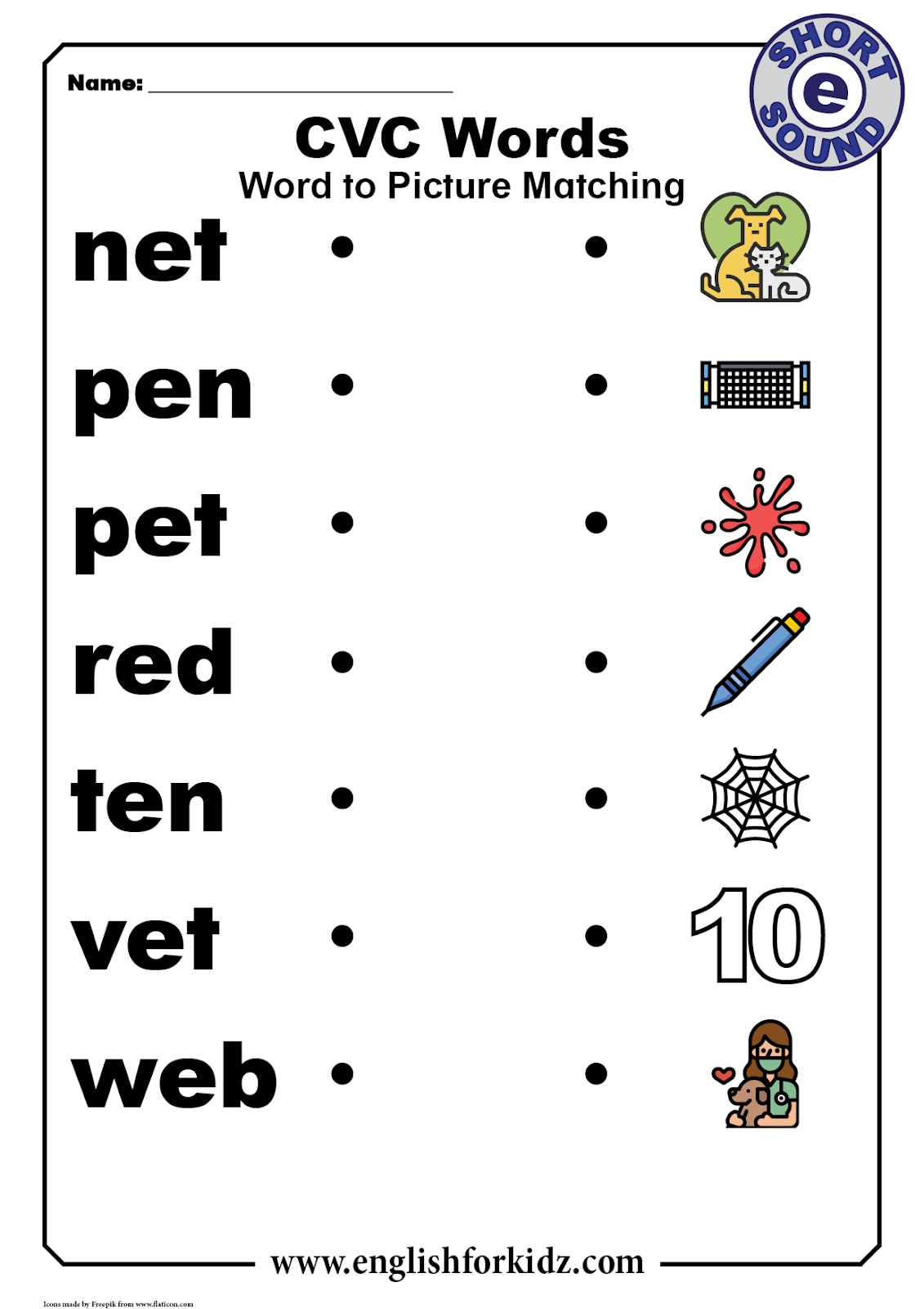 Fun Short E Worksheets for Kindergarten Kids