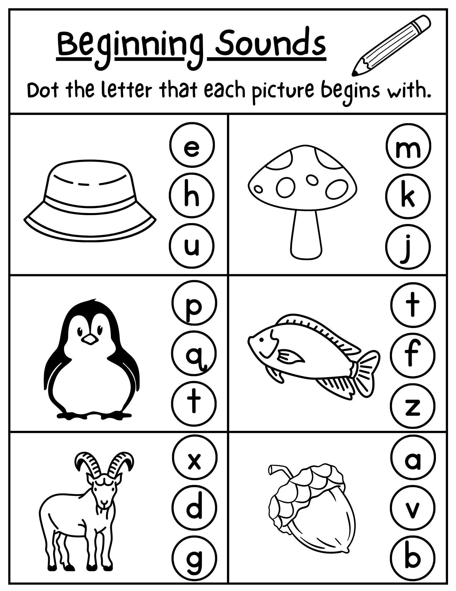 Short Letter I Beginning Sound Picture Match Worksheet