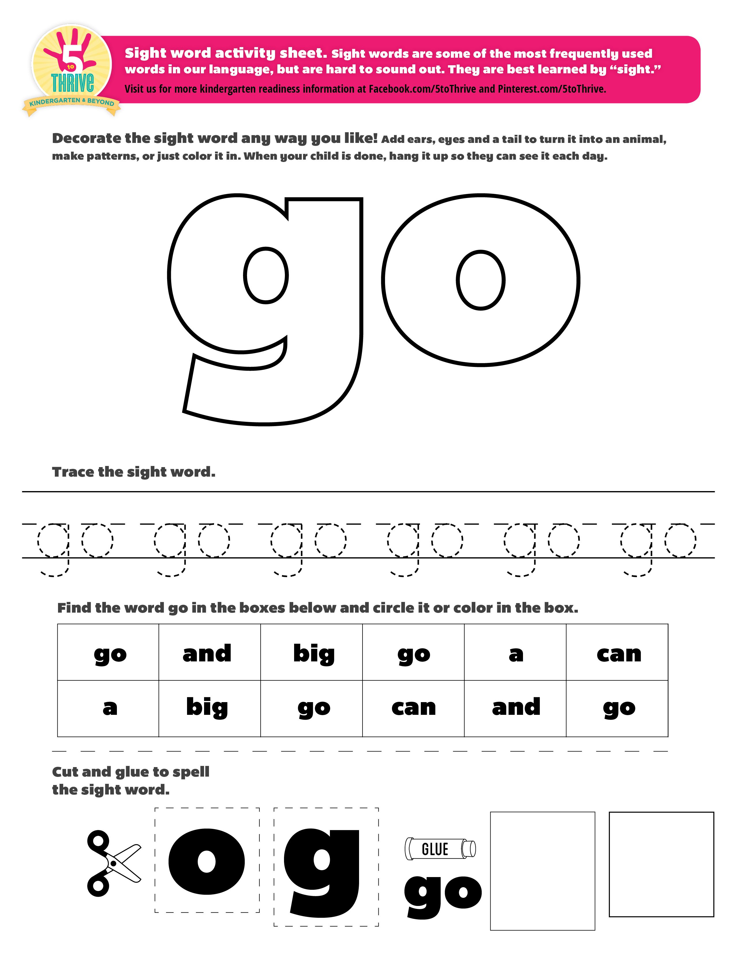 Sight Word Go Worksheet Primarylearning Org Sight Words Words