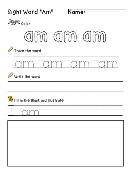 Sight Word Worksheets Am An And The To By Jonae Mitzel Tpt