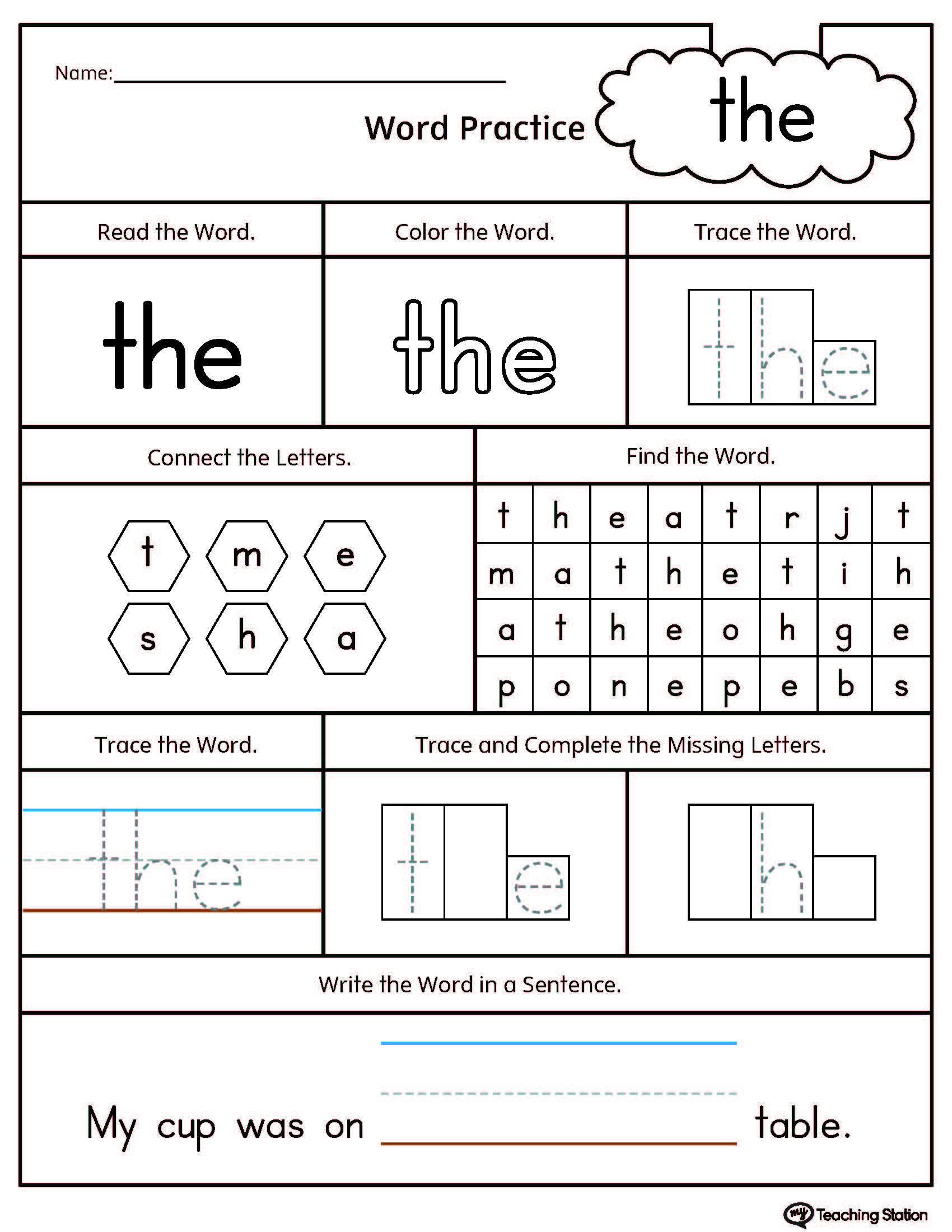 Free Sight Word Worksheets for Kindergarten Fun