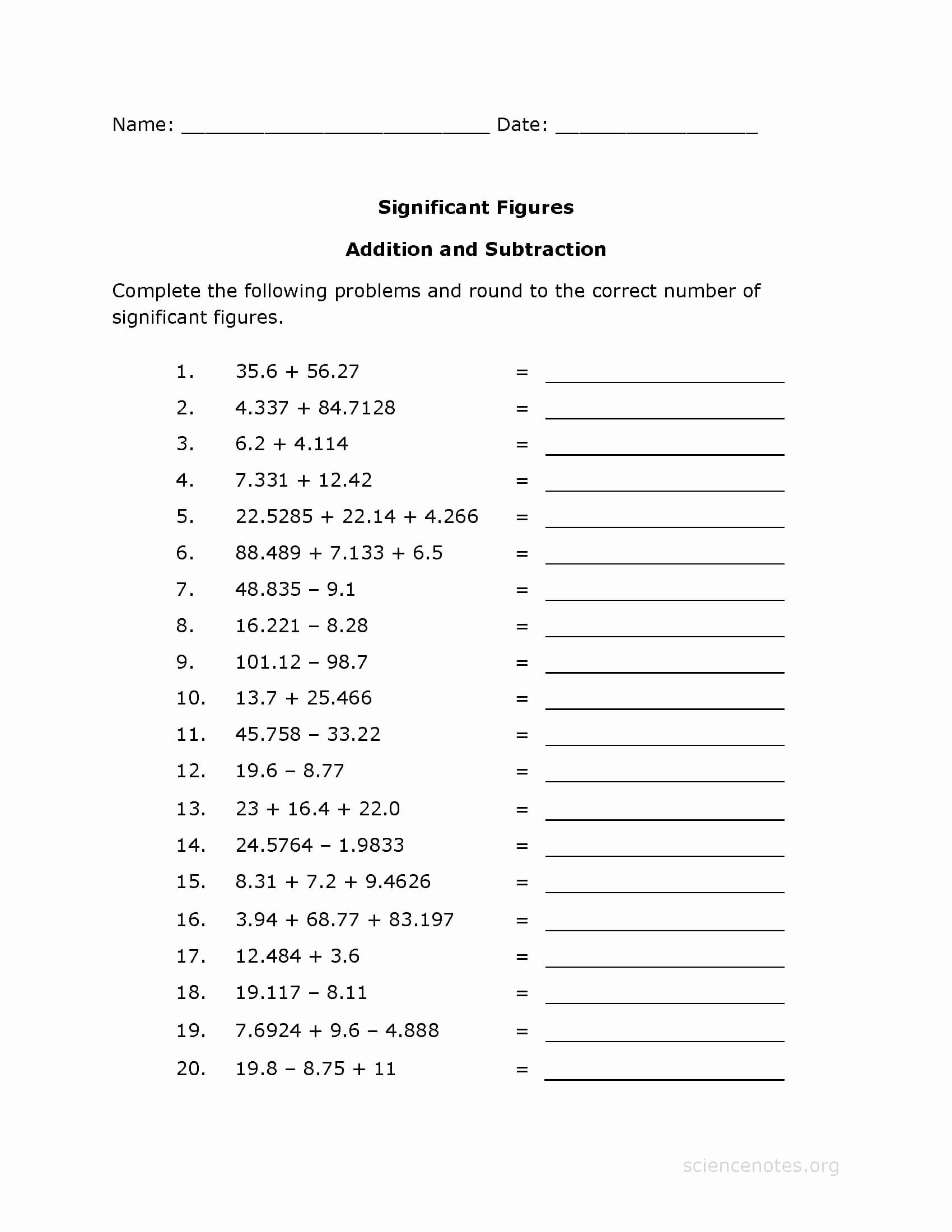 Significant Figures Questions With Answers