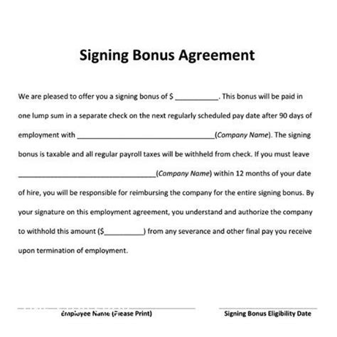 Signing Bonus Letter Format