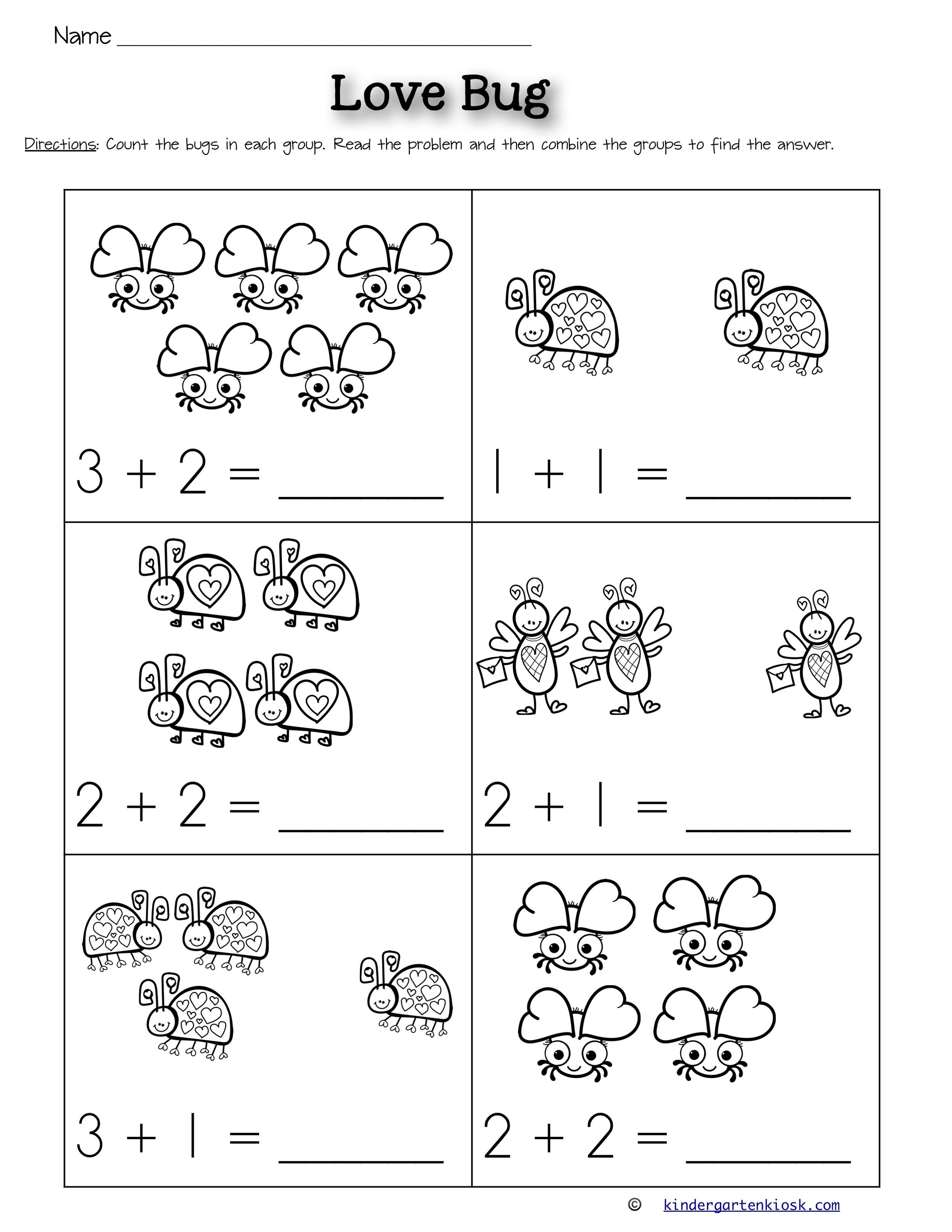 Simple Addition Free Printable Kindergarten Worksheets Kindergarten