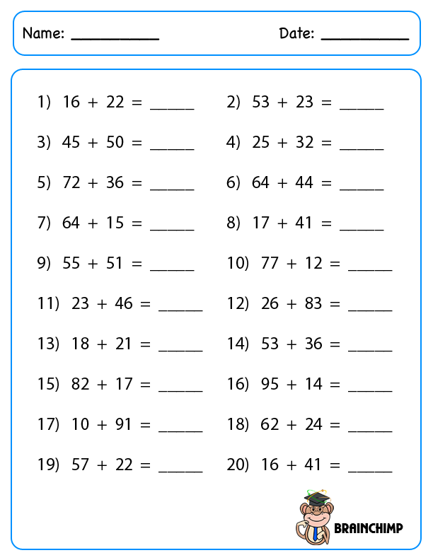 Simple Horizontal Addition Worksheets Loretta Malone S Addition