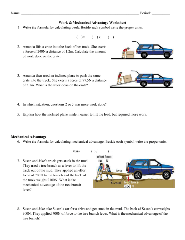 Simple Machines And Mechanical Advantage Worksheets