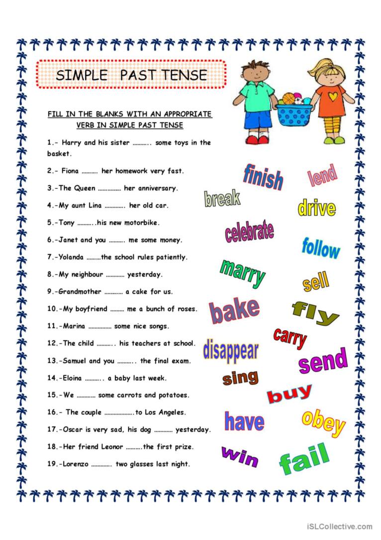 Simple Past Tense English Esl Worksheets For Distance Learning And