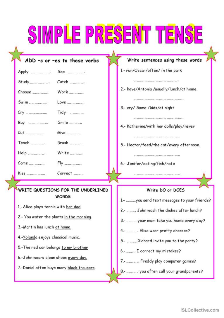 Simple Present Tense Esl Worksheet By Bbbxxx