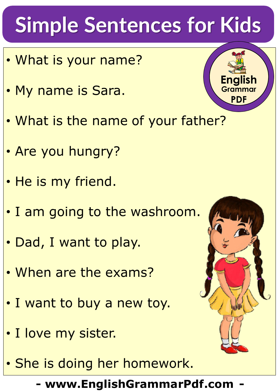 Simple Sentences For Kids