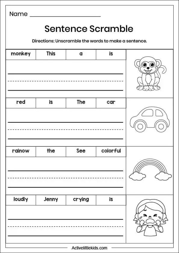 Simple Sentences Worksheets Simple Sentences Activity By Learning Desk